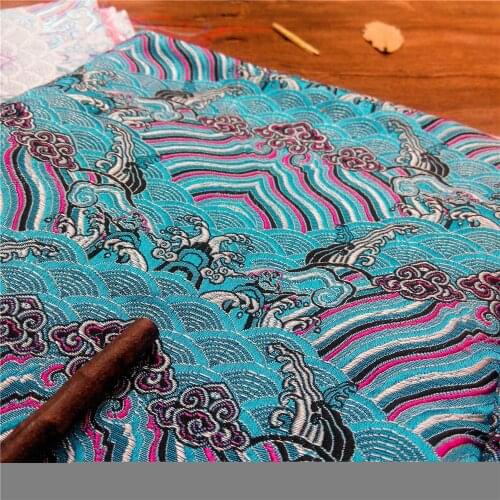 75cm*100cm Jacquard fabrics for clothing ethnic costume dress costume fabric cloth cloud sea wave quality dress diy cloth