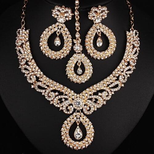 Fashion Clear Crystal Necklace Earring Wedding Bridal Party Jewellery Sets Gifts