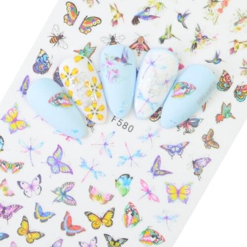 1 Sheet Hot Butterfly Bow Designs 3D Self Adhesive Nail Art Stickers Decorations Manicure Decal Tips Tools