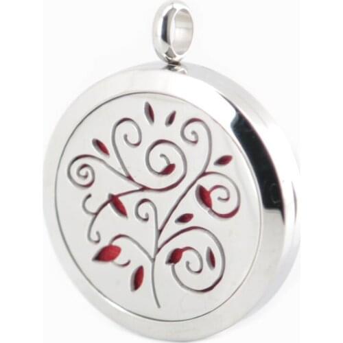 10pcs 30mm Abstract Tree And Flowers Aromatherapy Essential Oil surgical Stainless Stee Perfume Diffuser Locket Necklace Pendant
