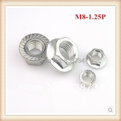 100pcs carbon steel white zinc coated m8 din6923 serrated flange nut