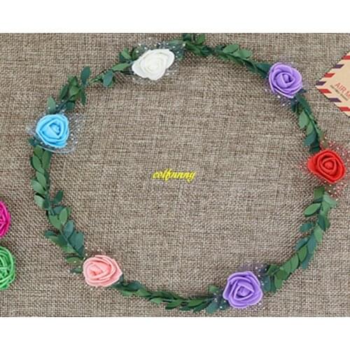 1000pcs/lot Fast shipping 6 flowers Women Lady girls Flower Wreath Crown Headband Floral Garlands For Wedding party
