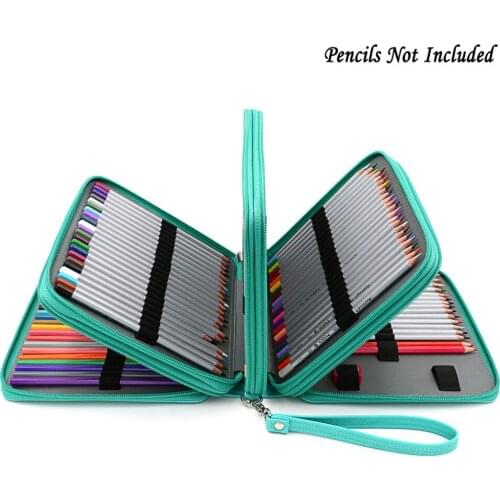 160 Leather Holder Portable School Colored Pencil Case Large Capacity Pen Pencil Bag For Student Art Supplies