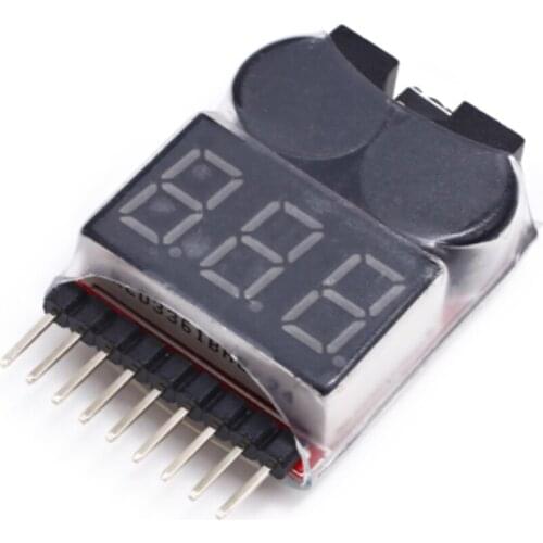 1S-8S Battery Voltage Meter Tester Low Voltage Buzzer Alarm Lipo Battery Voltage Indicator Tester for 3.7v 7.4v 11.1v