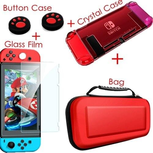 4 in 1 kits for Nintend Switch Case Storage Carry Bag Hard Shell Case Film for Nintendo Switch Protective Game Accessories Set