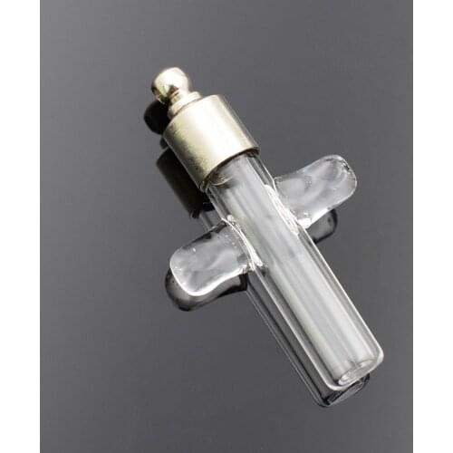 5pieces/lot SCREW CAP cross glass vial pendant name or rice art glass necklace pendant mini glass bottle
