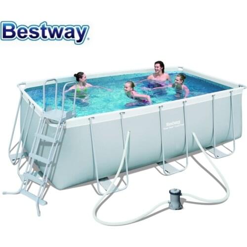 56456 Bestway 412*201*122cm Rectangular Super Strong Steel Tube Framing Pool Set(Filter+48" Ladder)Big Above Ground Pool