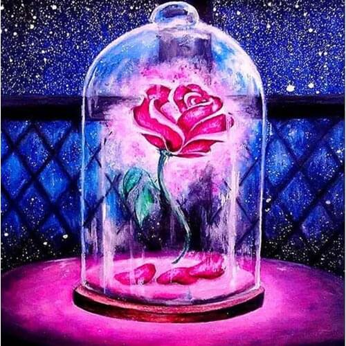 5D DIY diamond painting red rose flower ice beauty beast diamond embroidery cartoon cross stitch rhinestone home decoration chil