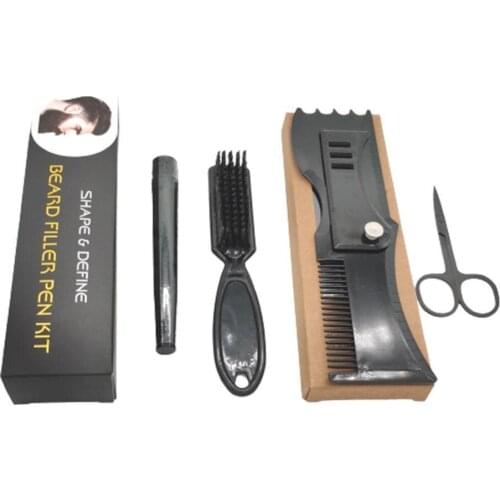 Beard Filling Pen Kit Barber Pencil With Brush Salon Engraving Tool Repair Eyebrow Styling Mustache Hair Male Shape C2I1