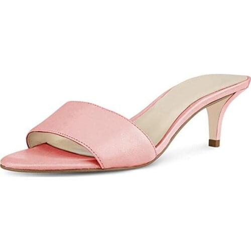 Kmeioo Basic Summer Sandals Concise Shoes Women Open Toe High Heels Slip On Mule Slides Thin Heels Classic Mules Plus Size