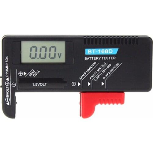 BT168D Digital Battery Capacity Tester LCD for 9V 1.5V AA AAA Cell C D Batteries
