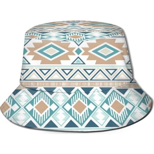 CINESSD Men Women Summer Aztec Indian Tribal Ethnic Geometric Print Bucket Hat Bob Fisherman hat Outdoor Travel Sun Visor Panama