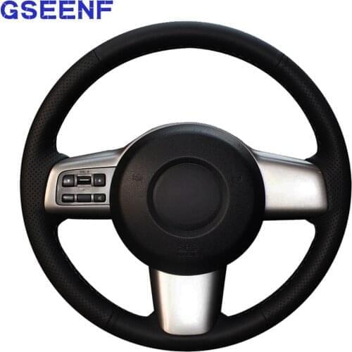 DIY Car Steering Wheel Covers Wrap Black Genuine Leather For Mazda 2 2008 2009 2010 2011 2012 2013 2014