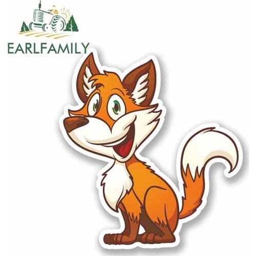 EARLFAMILY 13cm x 13cm Happy Fox Car Bumper Window Stickers Body For Car Fashion Decals Vinyl Material Creative Stickers