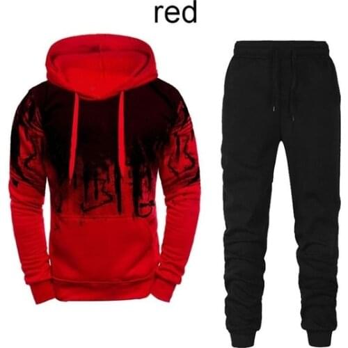 Hot Sell Mens Tracksuit Suit Sweatshirt+Sweatpants 2 Pieces Set Men Running Sports Leisure Suits Fashion Harajuku Streetwear