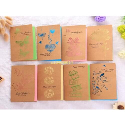 Creative greeting card postcard with retro hollow kraft paper and gold stamping