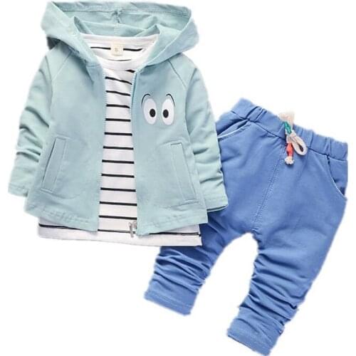 Toddler Cartoon Clothing Spring Autumn Children Hooded Jacket T Shirt Pants Baby Boy Girl Striped Clothes Kids Casual Tracksuits