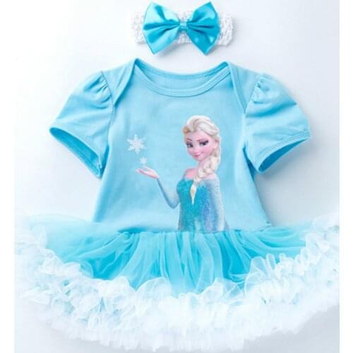Disney Frozen Elsa summer rompers girls ball gown dress 1-3 year old baby dress tanks Crawling suit baby girl dress