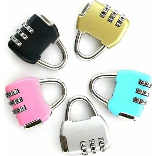 Cute High Quality Travel Luggage Padlock Mini 3 Digit Combination Suitcase Security Cable Lock Sport Locker Bag（Random Color)