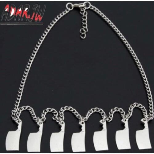 Tibetan silver colorKitchen Knife Necklace Choker Charms Day Of The Dead Gift Halloween Witch Jewelry Handmade fashion women