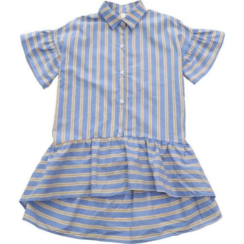 New 2020 Summer Girls Shirt Dress Kids Loose Casual Dresses Baby Girls Stripe Dresses Fashion Children Elegant Dresses, #8630