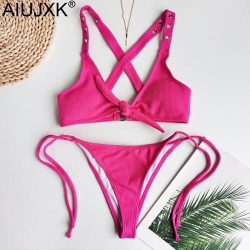 AIUJXK New Arrival 2020 Summer Bow-knot Bandage Lingerie Women Beach Wear Sexy Underwear Set Biquini Woman 2 Piece Swimsuit