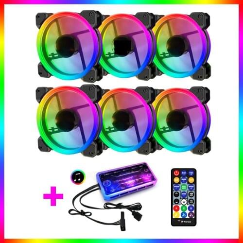 COOLMOON 120Mm Chassis RGB Cooling Fan, Colorful Changing Music Fan, High Performance PC Adjustable Speed Silent Fan, 40,000H