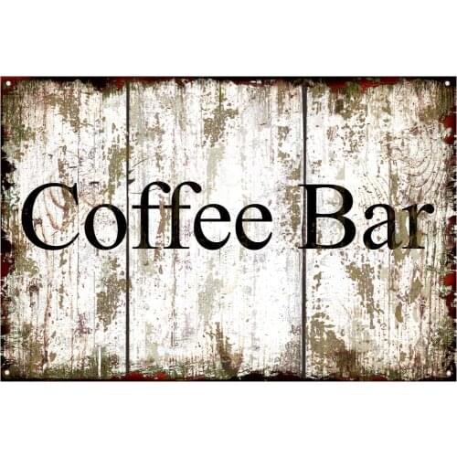 Original Retro Design Coffee Bar Tin Metal Signs Wall Art|Thick Tinplate Print Poster Wall Decoration for Cafe/Kitchen Corner