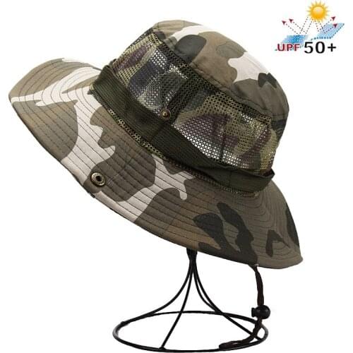 UPF50+ Bucket Hats Men Women Fisherman Boonie Hat Outdoor UV Protection Camouflage Cap Military Army Hiking Tactical Camping Hat