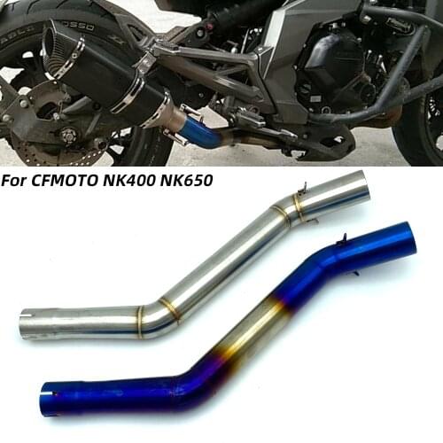 REALZION Motorcycle Slip On Middle Exhaust Link Pipe Adapter Connector Added Coating Process For CFmoto NK400 650NK 400 NK 650