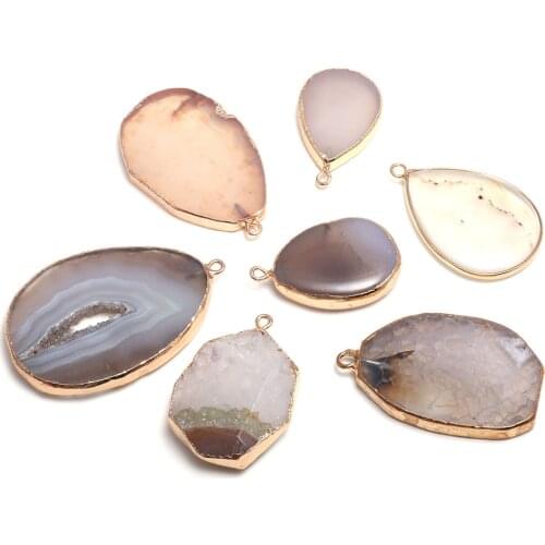 Natural Stone Pendant Irregular Grey Agates Pendant For Jewelry Making Charms DIY Necklace Bracelet Anklet Accessory