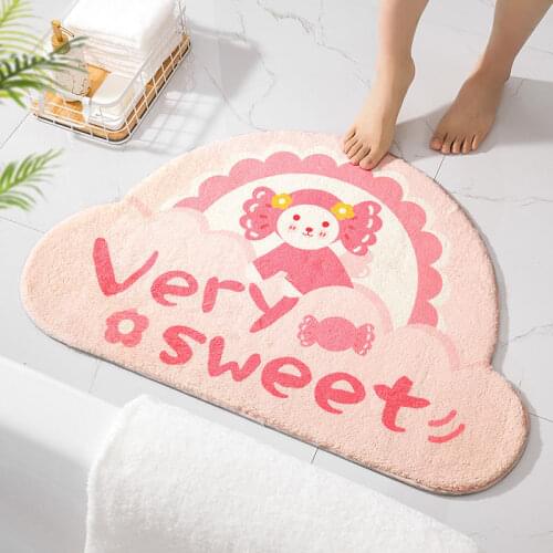 Semicircle Cartoon Bathroom Carpet Absorbent Mat Home Living Room Rugs and Carpets Pink Rug Carpets for Bed Room Anime Rug