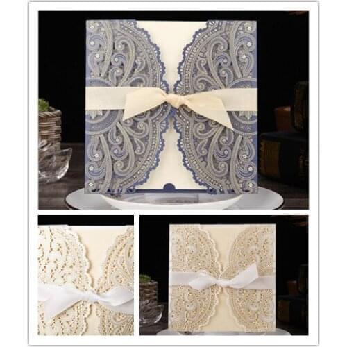 50SET/LOT European Style Elegant Size 150*150mm Invitation Card With Blank No Words Inner Card Can Printing