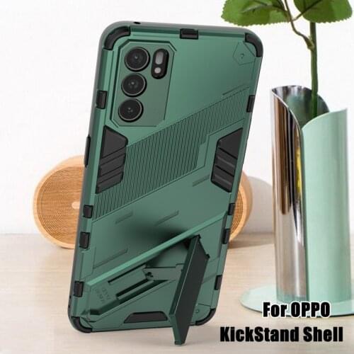 ShockProof Case Capa For OPPO Realme 7 V5 Reno 5 4 Pro Plus C15 C12 A53 A32 A93 Punk Style Armor Shell Stand Case Cover Coque