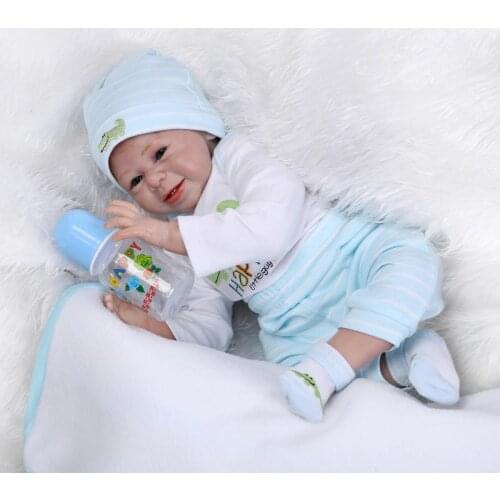 Bebe Reborn Doll 22 Inches Lifelike Newborn boy Cute Reborn Baby Vinyl Doll Gift Toy for Children