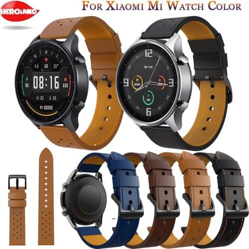 New For Xiaomi MI Watch Color Strap Genuine Leather Band 22mm Watch Strap Bracelet Watchband Wristband For MI Watch Color Sport