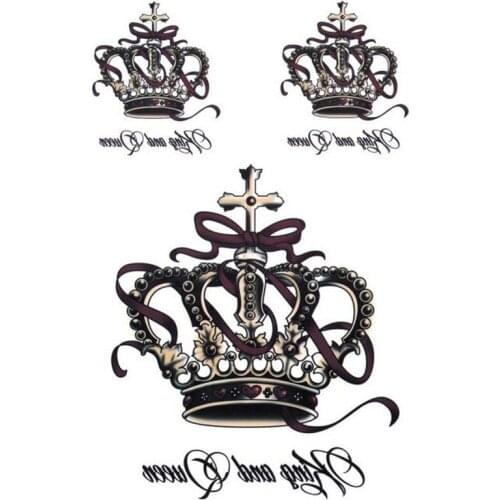 Removable Waterproof Temporary Tattoos Body Art Stickers King and Queen Crown