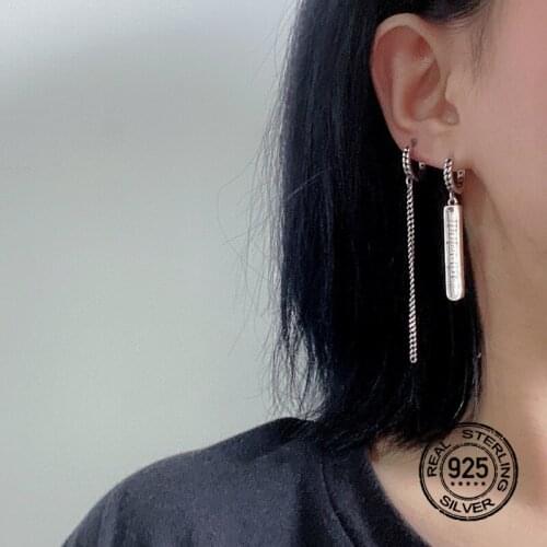 Chain Earrings 925 Sterling Silver For Women Asymmetrical New Hot Sale Korean Fashion Design High Quality Student Jewelry INEFFA