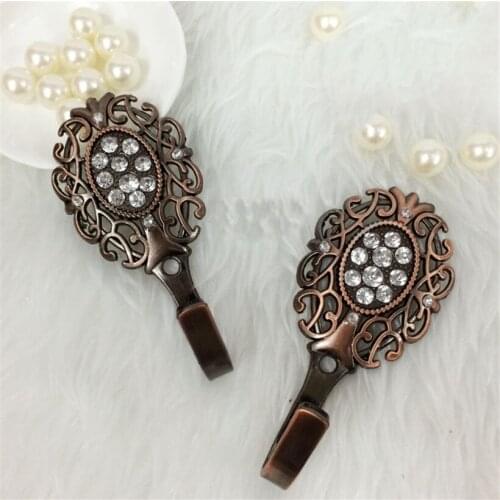 Rhinestones Curtain Tie Back Wall Hooks Metal Tieback Holders Hat Coat Robe Hanger Accessories Home Decor