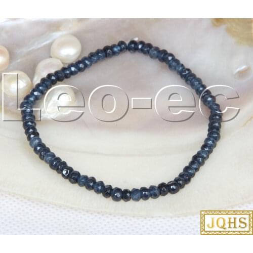 Stretch 7.5" 2X4mm Faceted Rondelle Sapphire Gems Beads Bracelet v1774