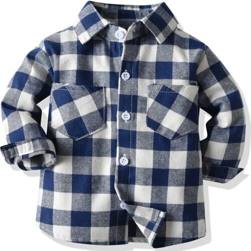 Top and Top Newborn Toddler Casual British Plaid Lapel Long Sleeves Shirts Baby Boy Cotton Tops Clothes Infant Girls Clothing