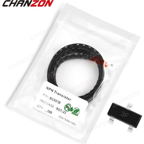 100Pcs BC857B SOT-23 SMD NPN Transistor Bipolar Junction BJT Triode Tube Fets -0.1A -50V Mark 3F Single Integrated Circuits