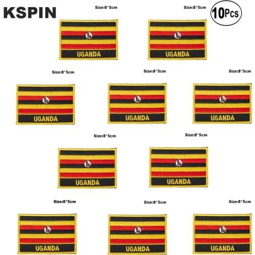 Uganda Flag Embroidery Patches Iron on Saw on Transfer patches Sewing Applications for Clothes in Home&Garden