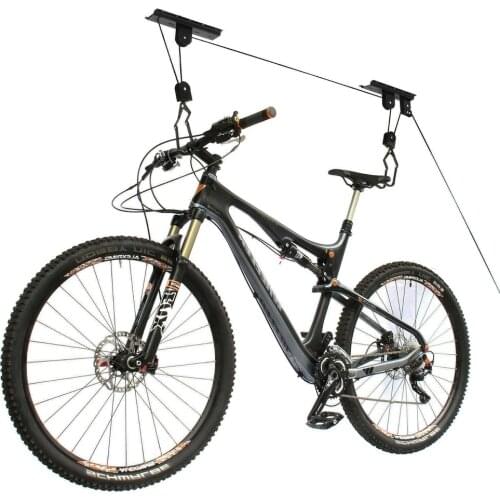 Bicycle Ceiling Lift 40kg Load With Hook Bicycle Lift Bicycle Bike Storage Garage Hanger Mounted Pulley RackUniversal Black