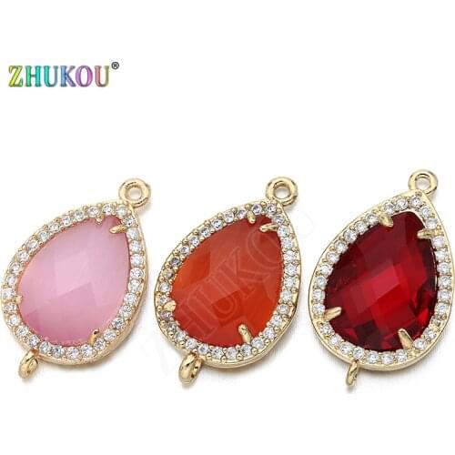 14*23mm High Quality Brass Cubic Zirconia Heart shape Charms Connectors DIY Jewelry Findings Making, Hole:1.0mm Model: VS297