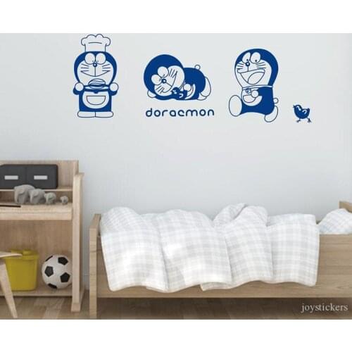 Japanese kawaii cartoon character Doraemon cat removable vinyl wall decal stickers for childrens room decor joy1020