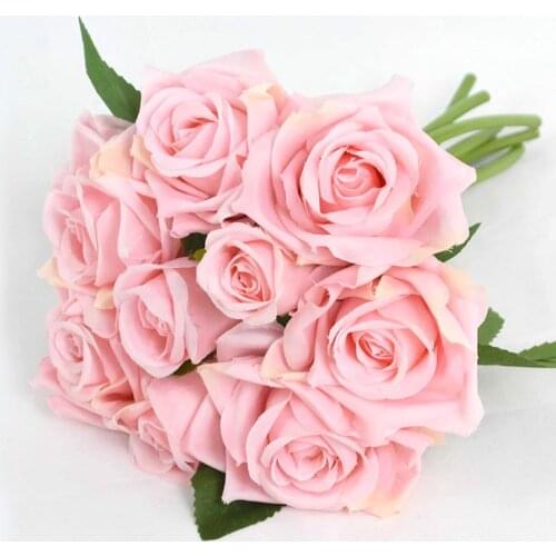 1Bouquet High Quality Artificial Flower Bouquet Fake Rose DIY Wedding Bride Bouquet For Home Party Wedding Decoration Supplies