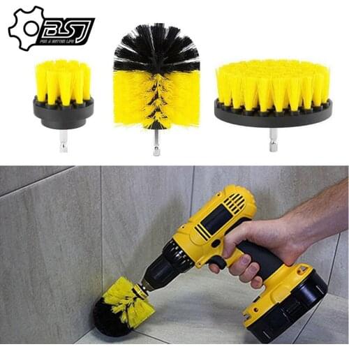 1 Set/3 PCS Electric Drill Brush Kit Plastic Round Cleaning Brush For Carpet Glass Car Tires Nylon Brushes Scrubber Drill