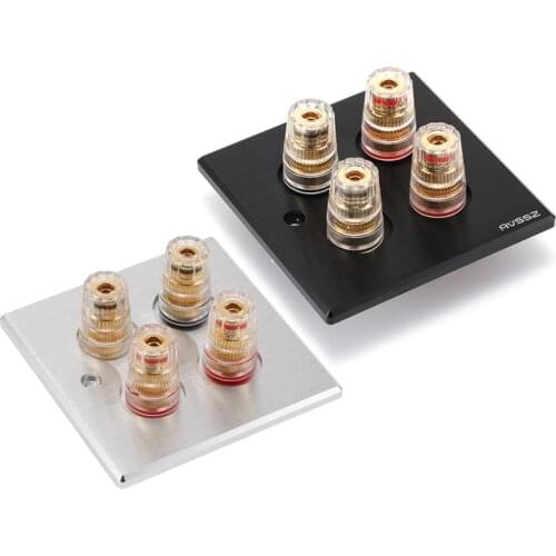 1Pcs 86 type wall concealed two-bits audio banana plug stereo surround audio and video panel speaker socket aluminum alloy