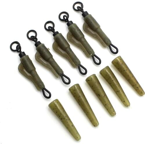 10PCS Carp Fishing Accessories Lead Clip Quick Change Swivel Tail Rubber Anti Tangle Sleeves for Carp Rigs Coarse Fishing Tackle